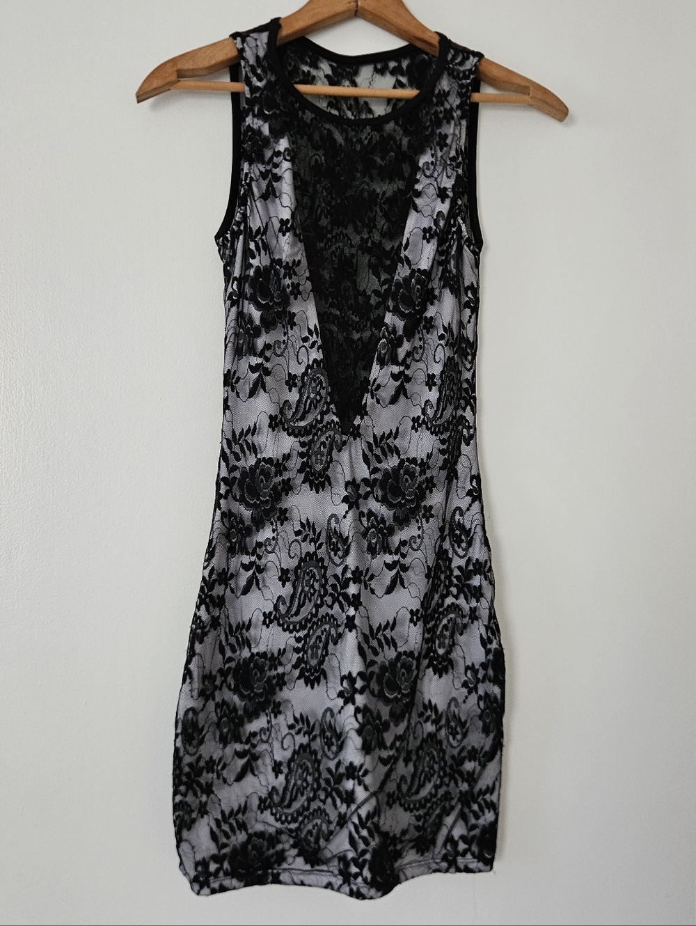 Womens Dress S Black Lace Sheer Whimsigoth Bodycon Mini Witchy Festival Club